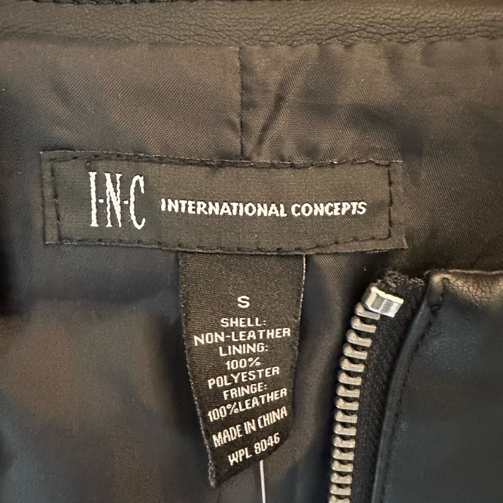 BNWT soft pleather black INC jacket with gorgeous real leather fringe. - Picture 5 of 10